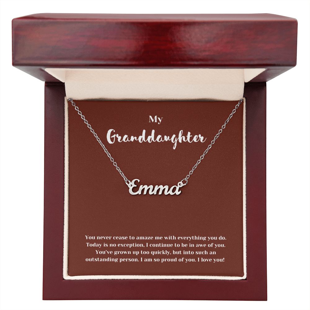 So Proud Granddaughter Custom Name Necklace with Message Card