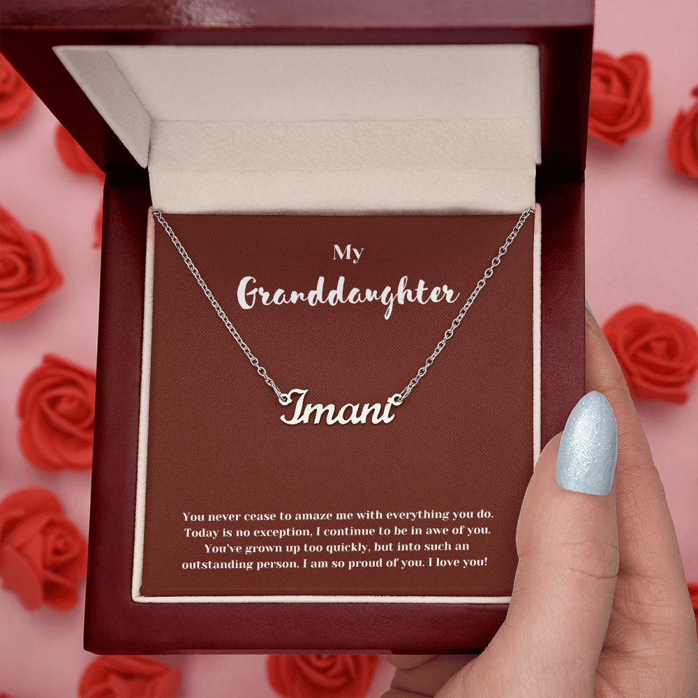 So Proud Granddaughter Custom Name Necklace with Message Card