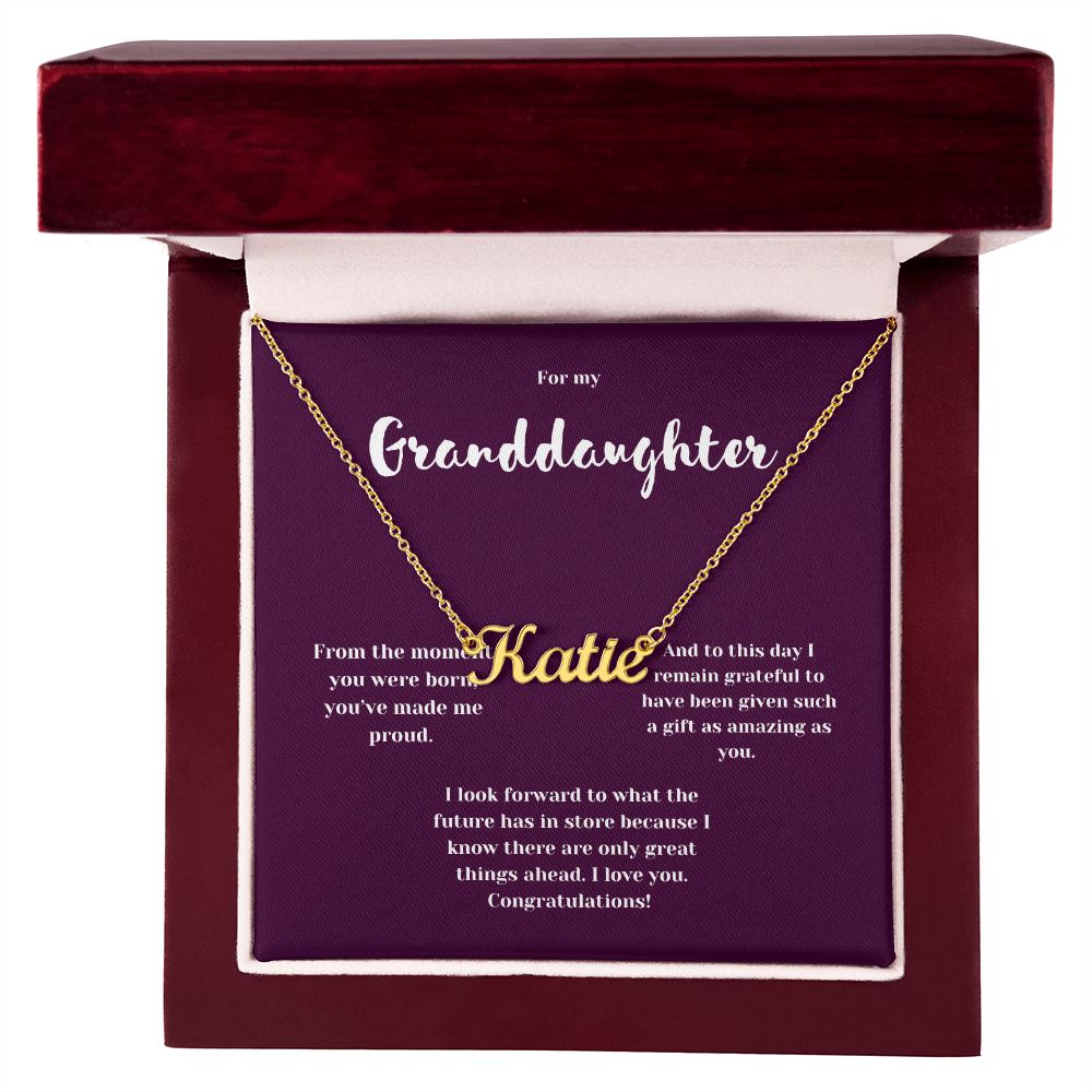 Congratulations Granddaughter Custom Name Necklace with Message Card