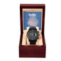 Best Daddy - Black Chronograph Watch with Message Card