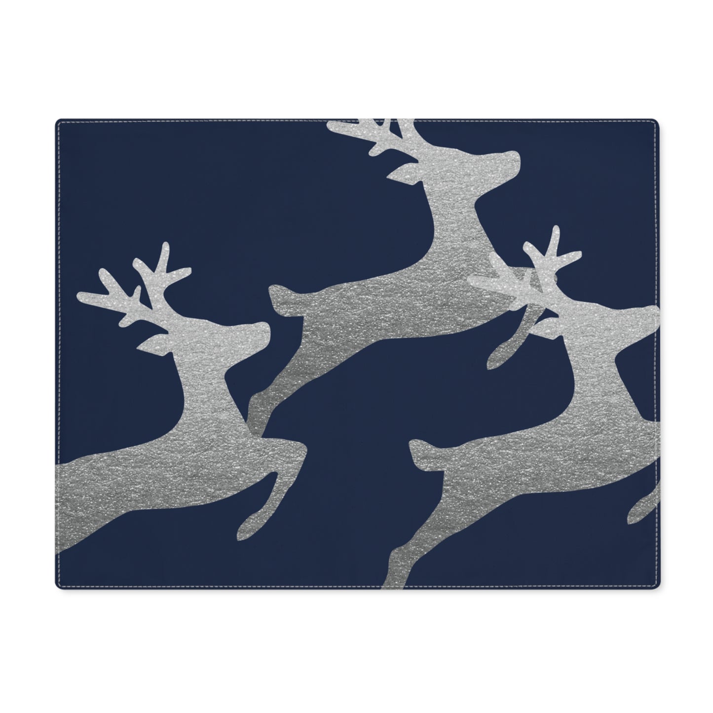 Blue and Silver Reindeer Christmas Placemat, 1pc