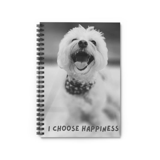 I Choose Happiness Puppy Spiral Notebook - Ruled Line