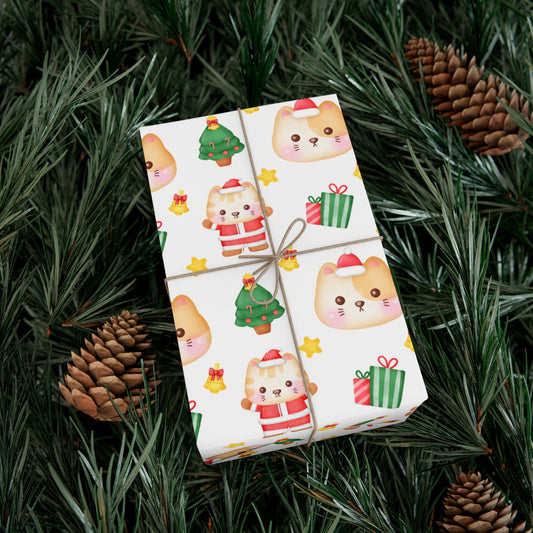 Yellow and White Cat Christmas Gift Wrap Papers