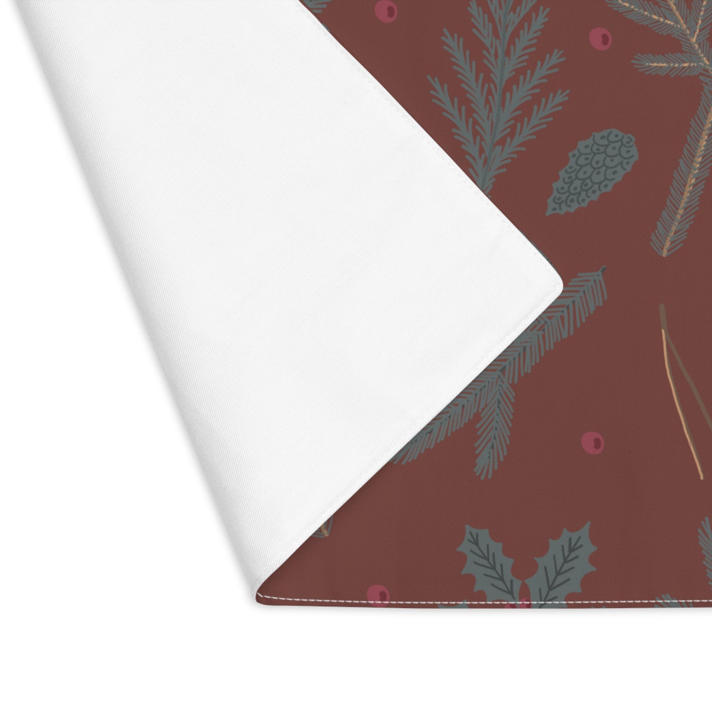 Fir and Holly Pattern Christmas Placemat, 1pc