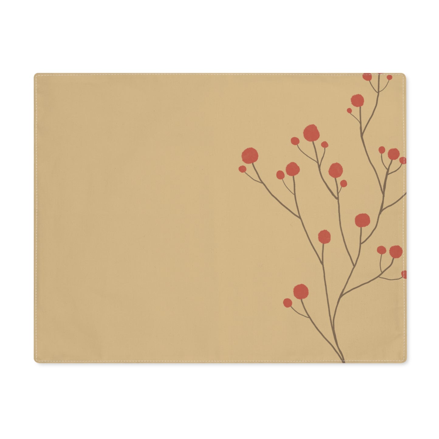 Sprig of Red Berries on Gold Christmas Placemat, 1pc