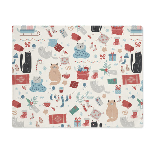 Cozy Cat Christmas Placemat, 1pc