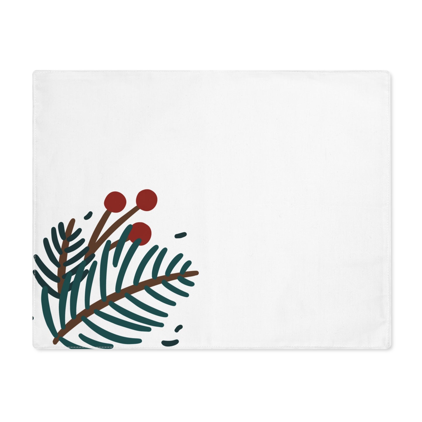 Fir and Berries Left Scandinavian Christmas Placemat, 1pc