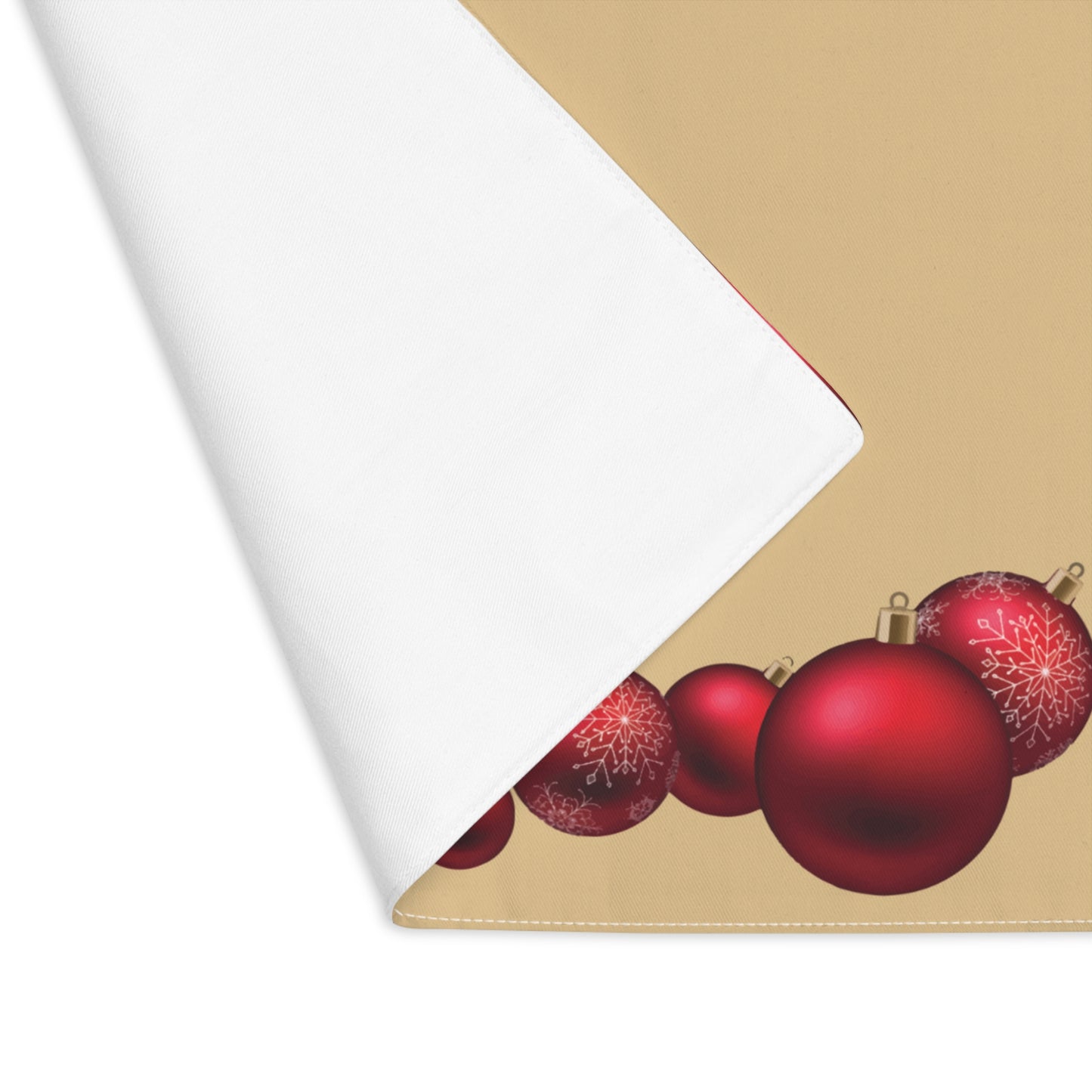 Red Christmas Balls on Gold Christmas Placemat, 1pc