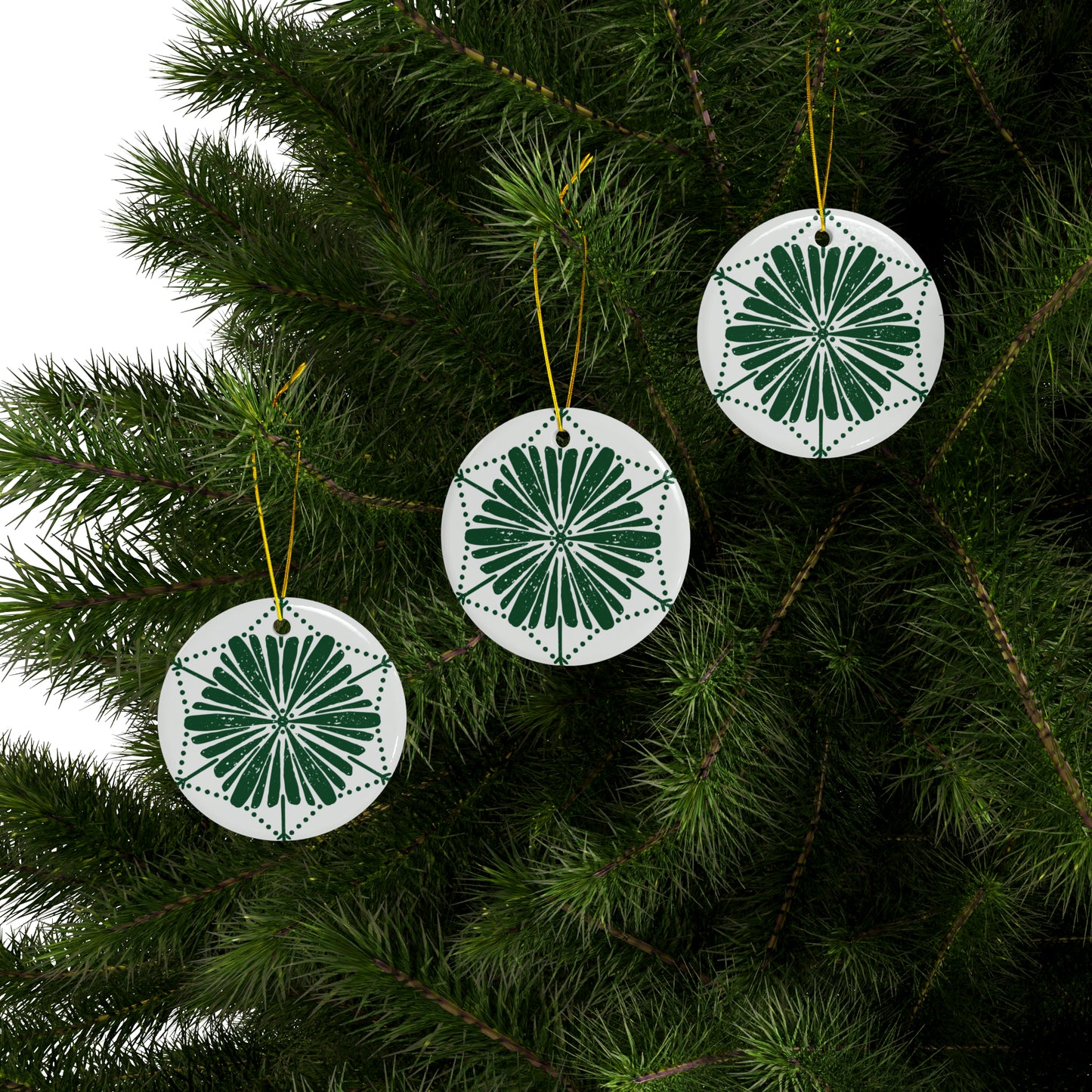 Daisy2 Scandinavian Christmas Ceramic Ornaments (1pc, 3pcs, 5pcs, 10pcs)