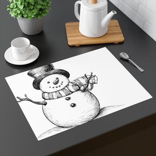 Holiday Winter Snowman Christmas Placemat, 1pc