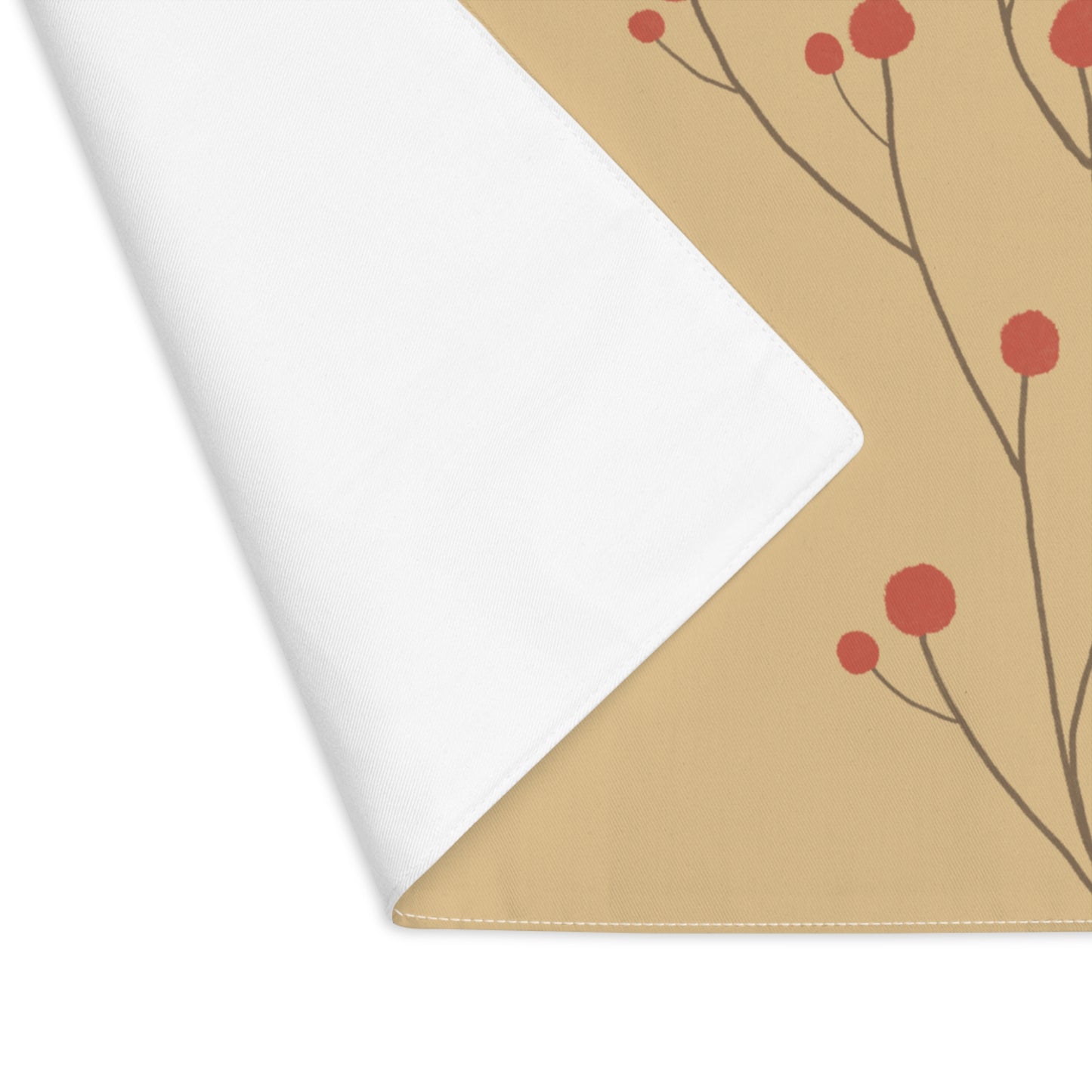 Sprig of Red Berries on Gold Christmas Placemat, 1pc