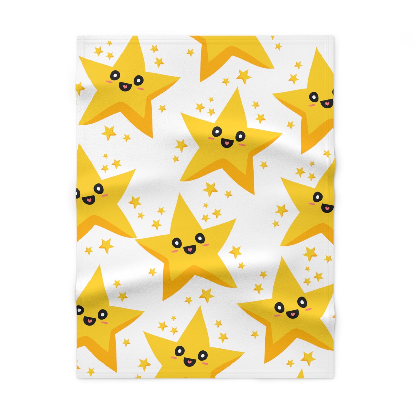 Cute and Cuddly Bright Yellow Happy Twinkling Stars Soft Fleece Baby Blanket