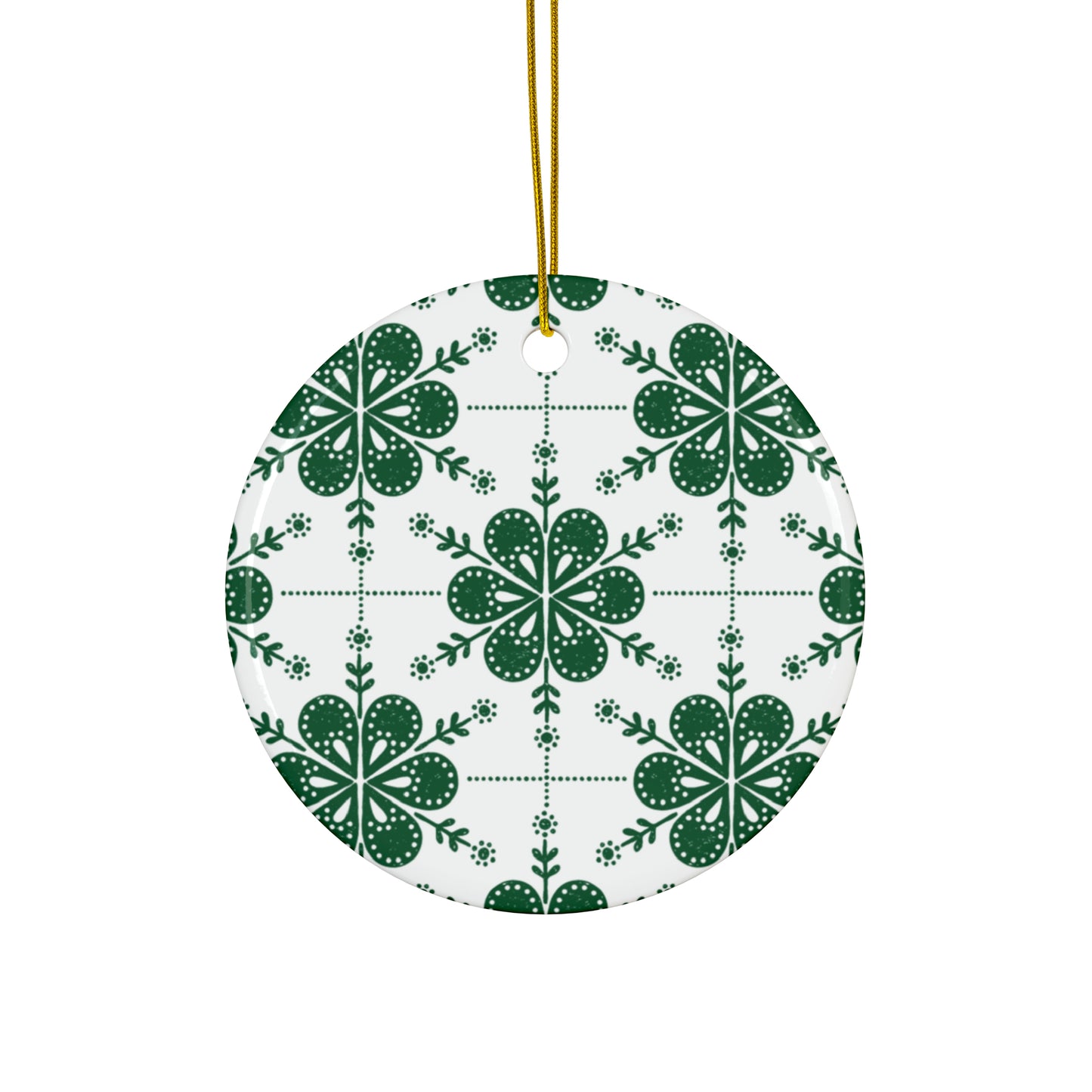 Floral Pattern Scandinavian Christmas Ceramic Ornaments (1pc, 3pcs, 5pcs, 10pcs)