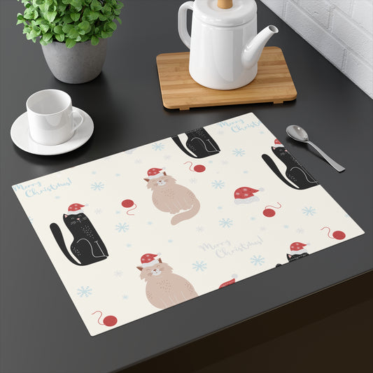 Black and Tan Cat Christmas Placemat, 1pc