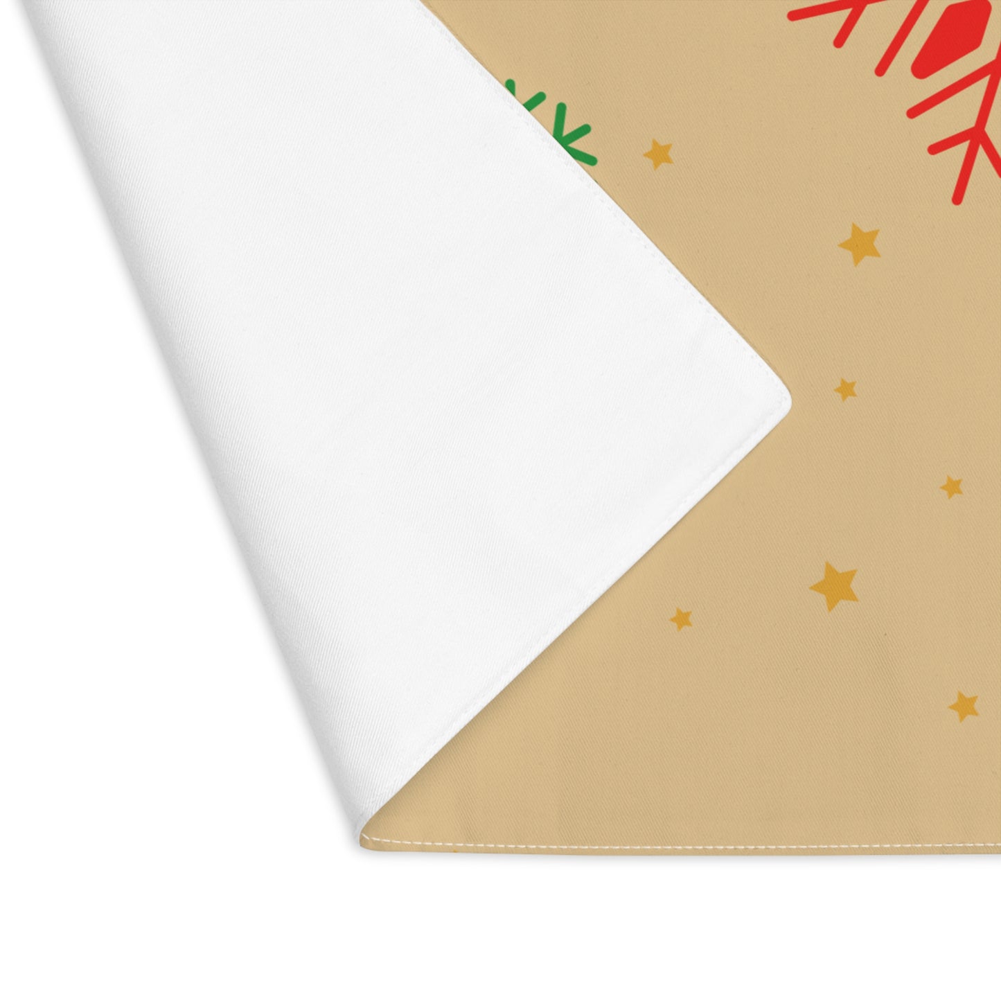 Red White and Green Snowflakes on Gold Christmas Placemat, 1pc