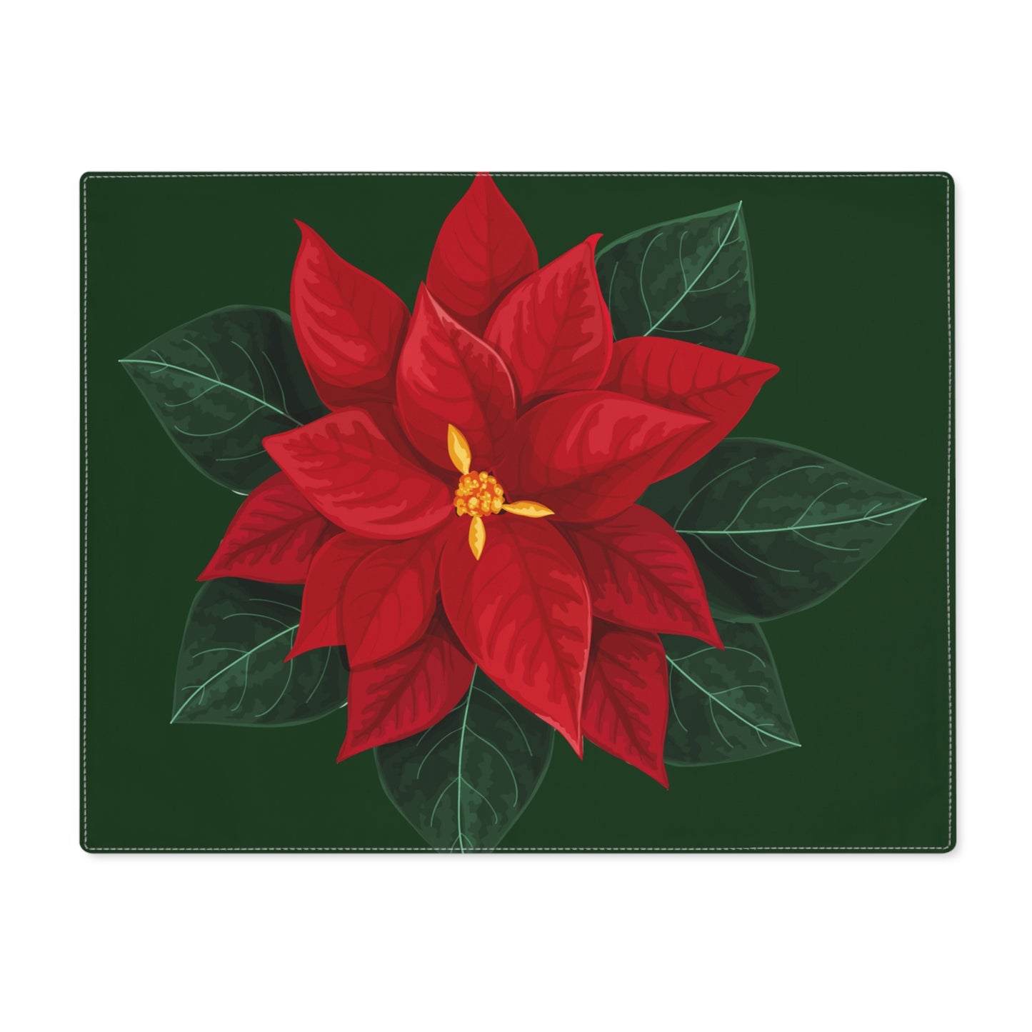 Bright Poinsettia Christmas Placemat, 1pc