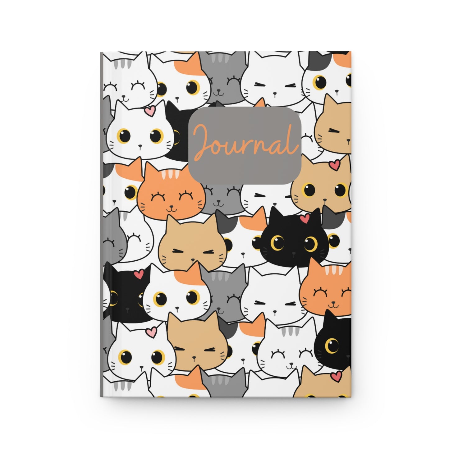 Black Orange and Tan Cats Hardcover Journal Matte