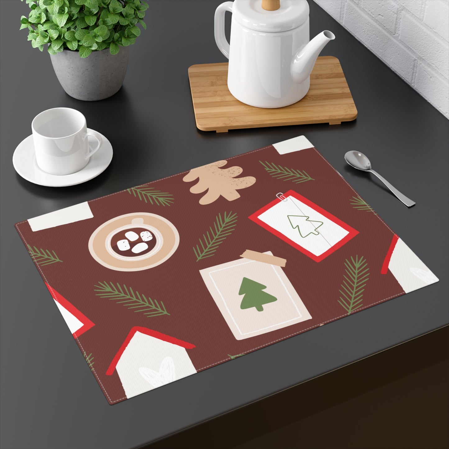 Red Cards and Cocoa Christmas Placemat, 1pc