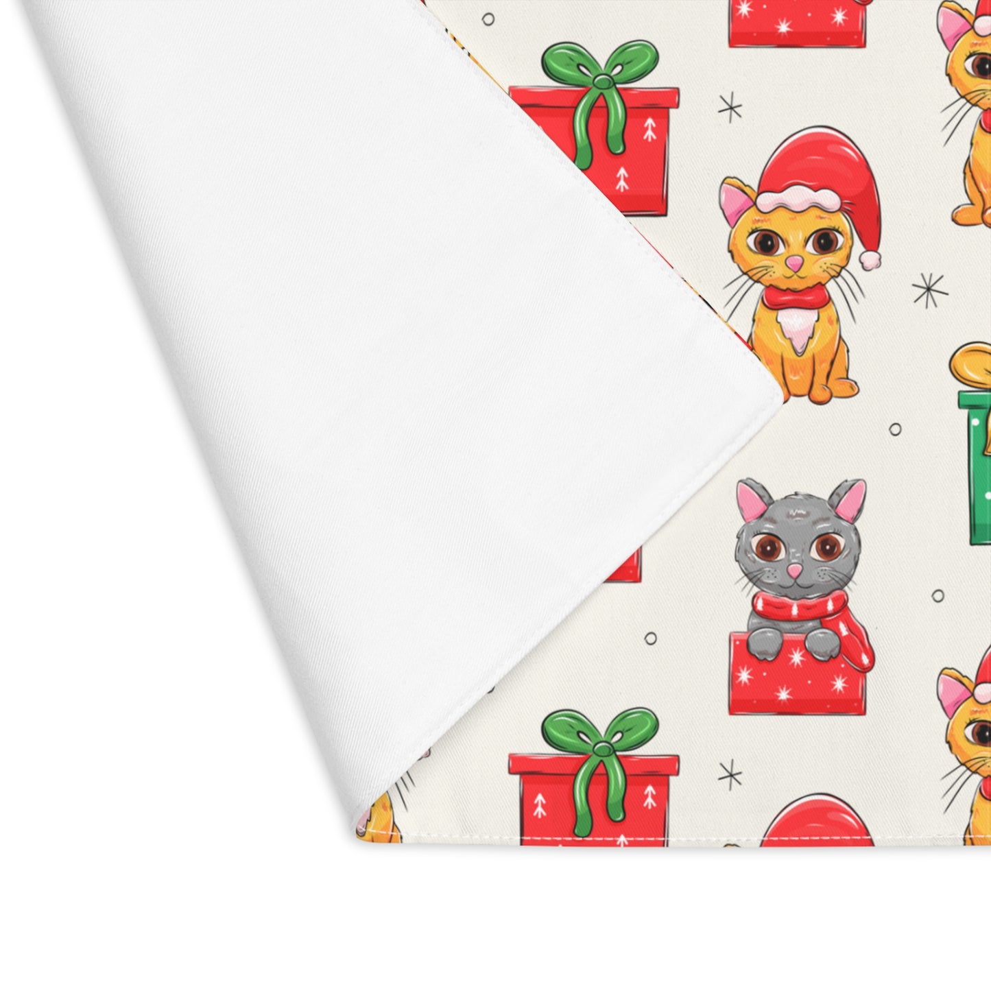 Red and Green Cat Christmas Placemat, 1pc