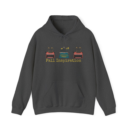 Fall Inspiration Typewriter and Flowers Unisex Heavy Blend™ Hooded Sweatshirt