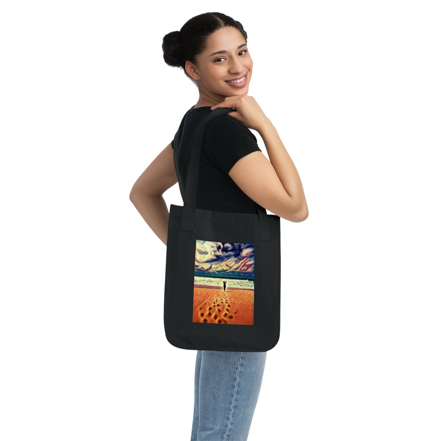 Beachy Stroll Organic Canvas Tote Bag