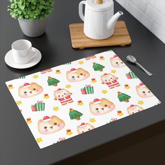 Santa Cat Christmas Placemat, 1pc