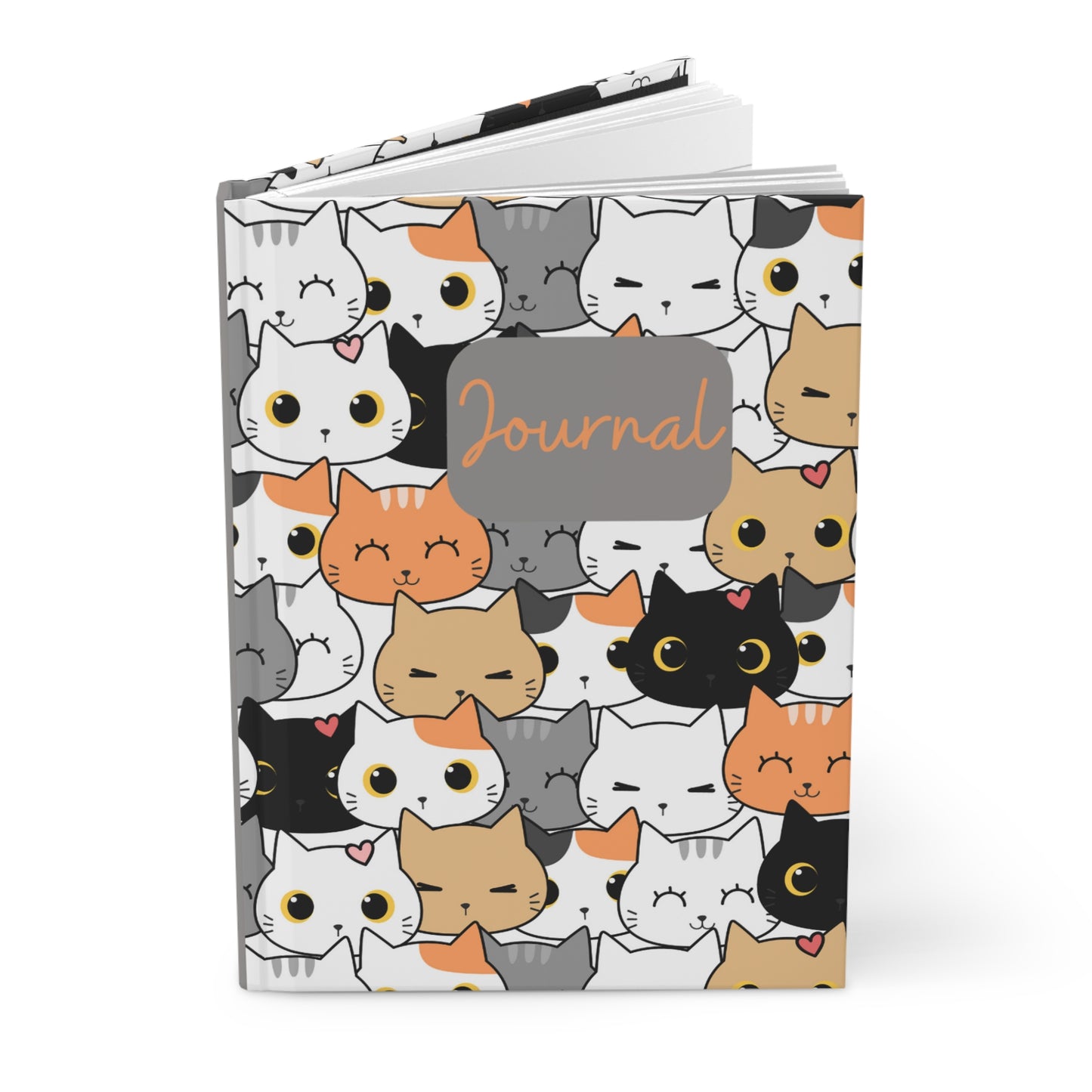 Black Orange and Tan Cats Hardcover Journal Matte