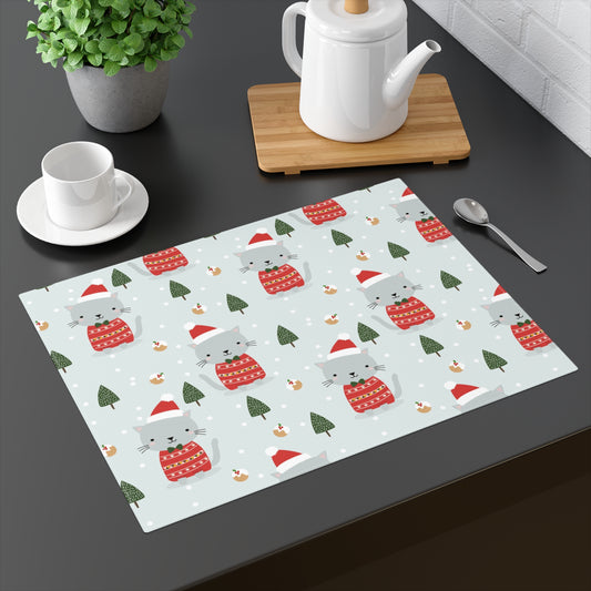 Gray Cat Christmas Placemats