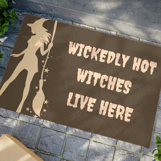 Wickedly Hot Witches Live Here Halloween Doormat