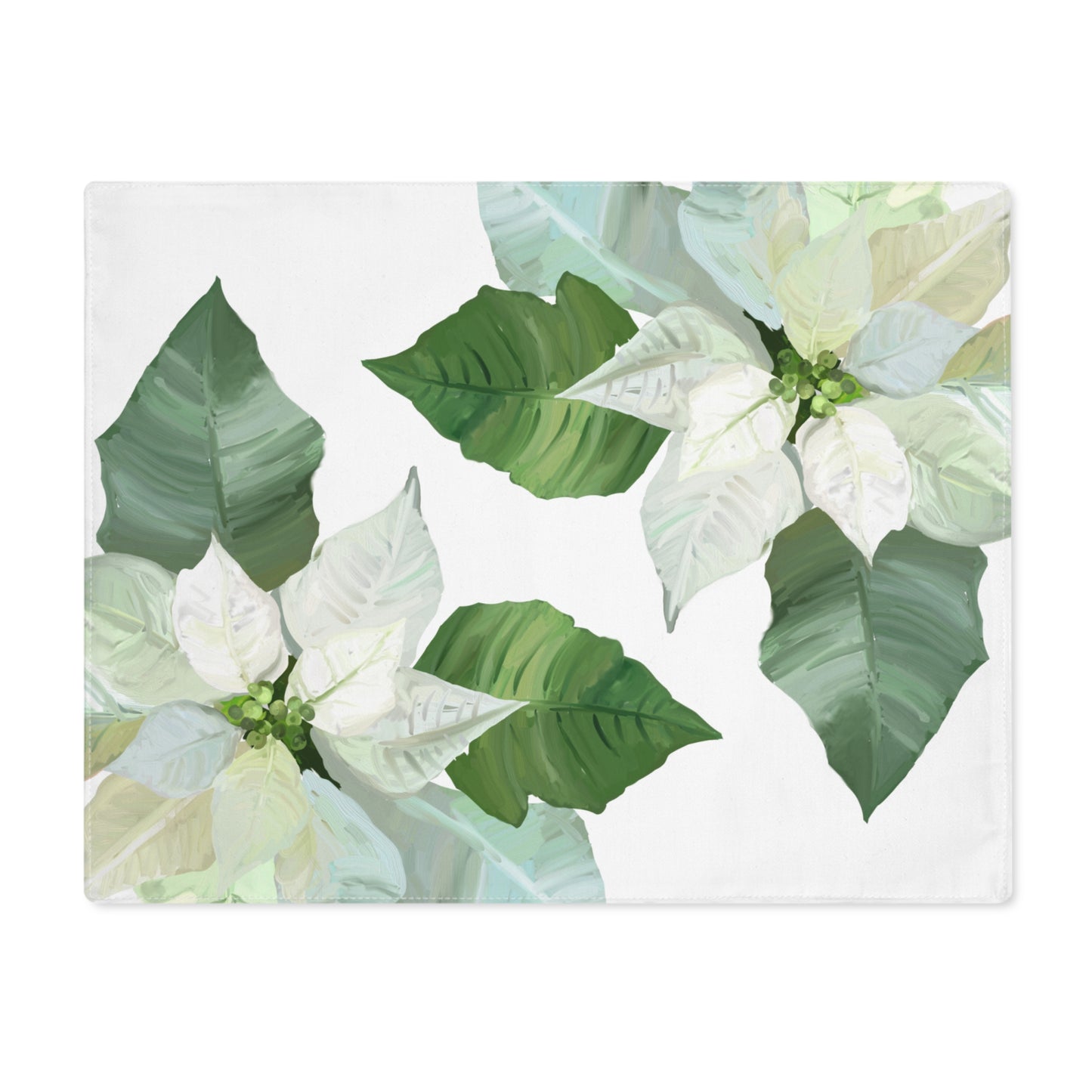 White Poinsettias Christmas Placemat, 1pc