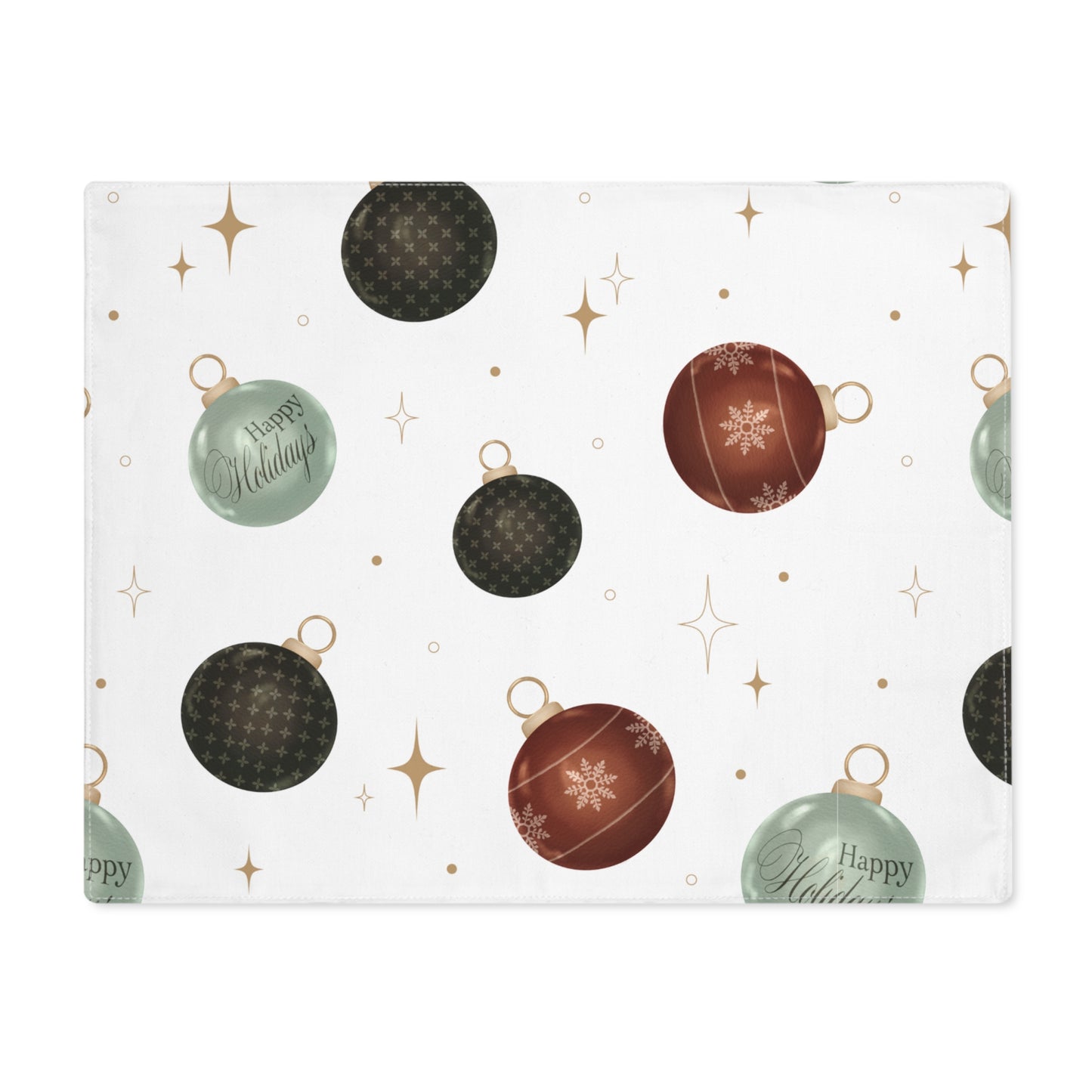 Red and Blue Holiday Balls Christmas Placemat, 1pc