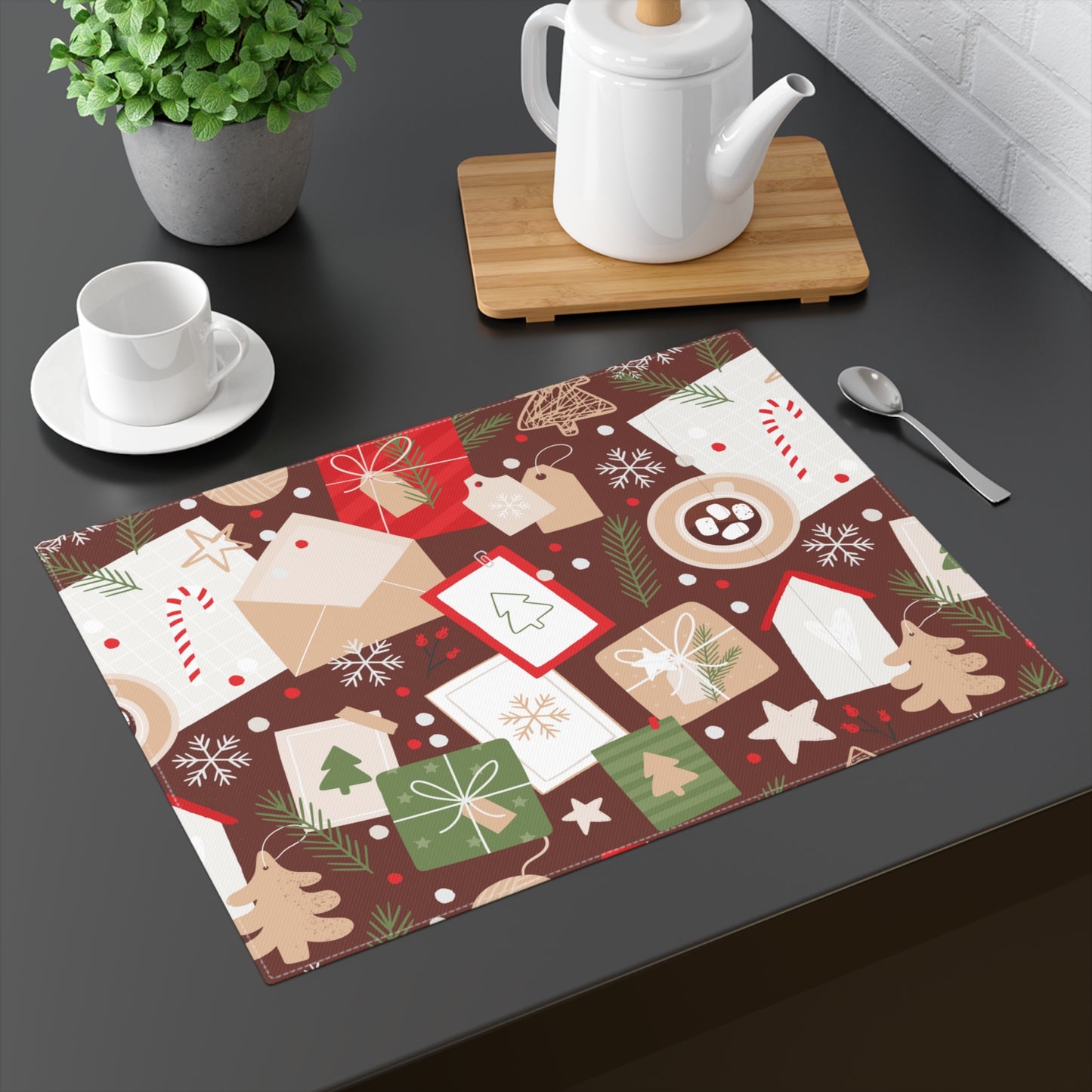 Cards Cocoa and Presents Christmas Placemat, 1pc