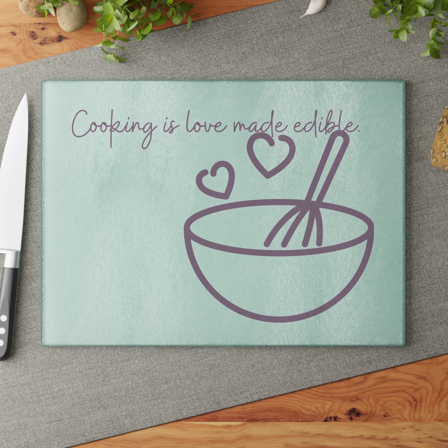 Cooking is Love Made Edible Glass Cutting Board | Housewarming Return Gift | Unique Party Favor