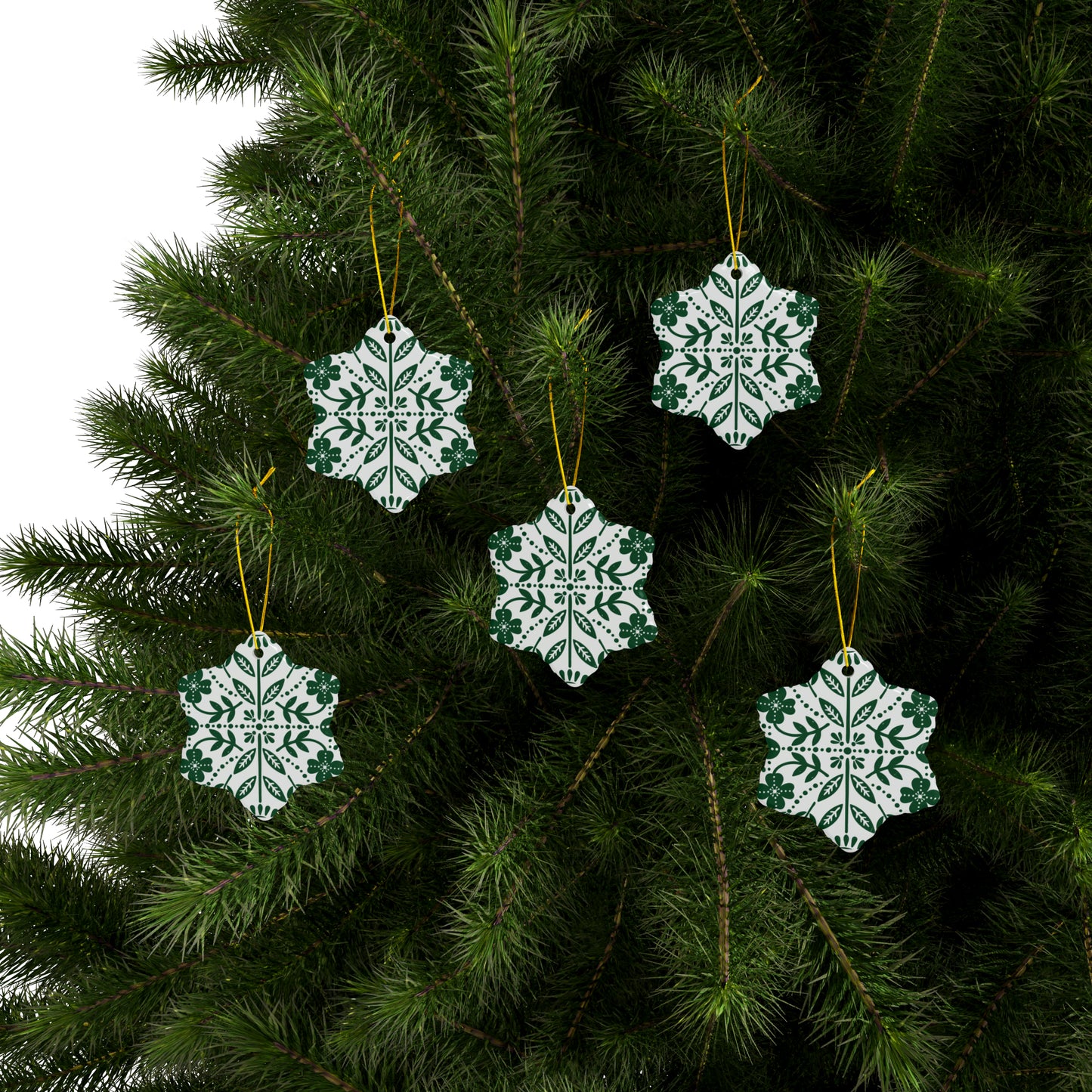 Vines Scandinavian Christmas Ceramic Ornaments (1pc, 3pcs, 5pcs, 10pcs)