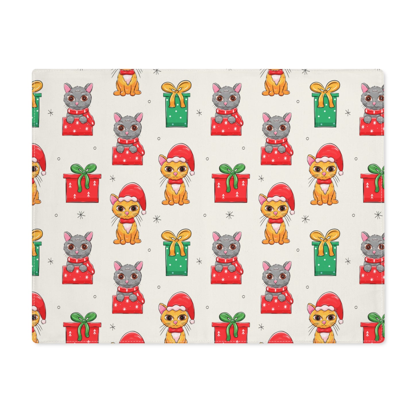 Red and Green Cat Christmas Placemat, 1pc