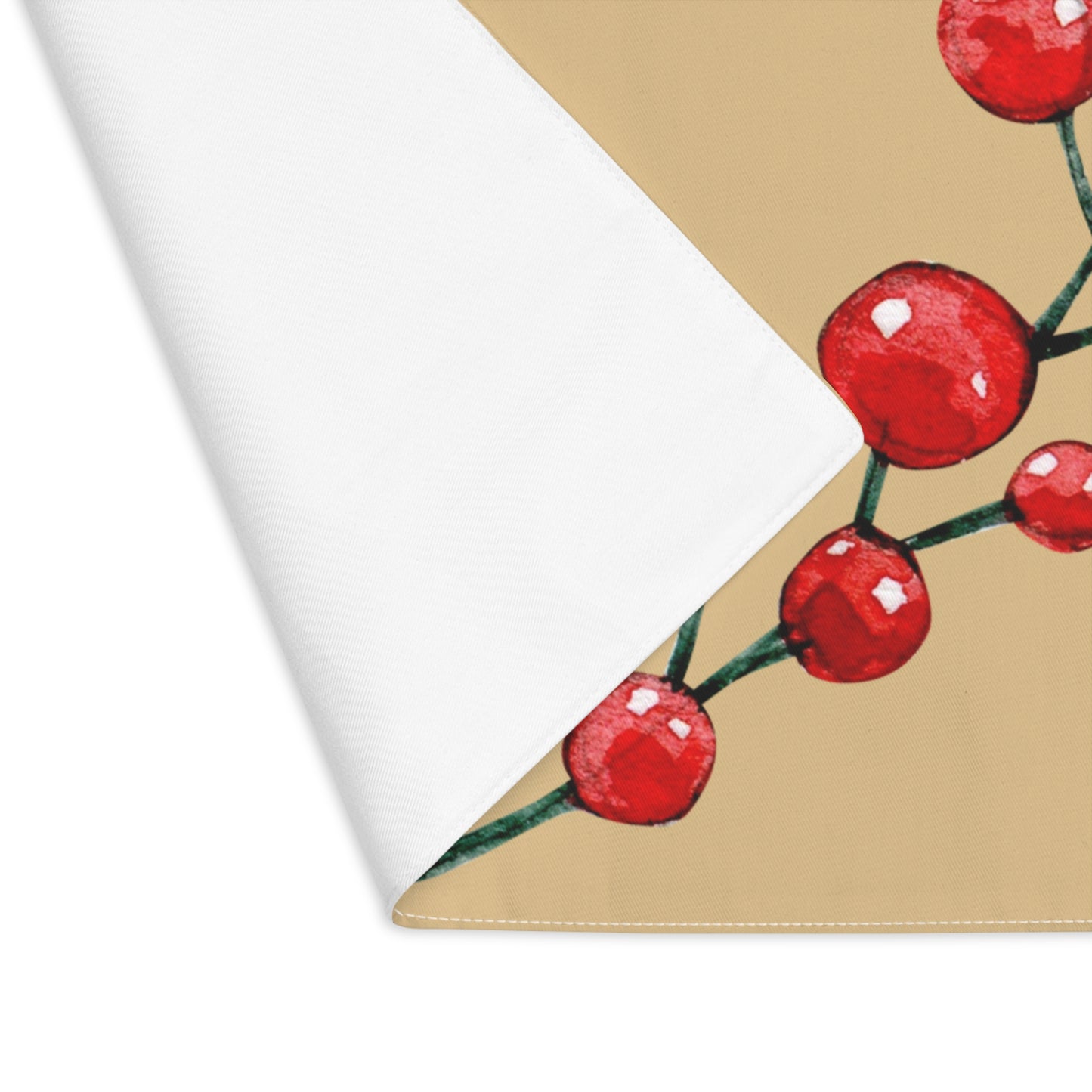 Red Berries on Gold Christmas Placemat, 1pc