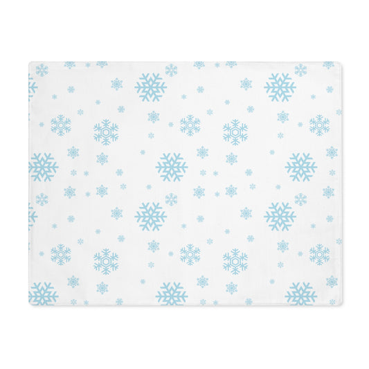 Light Blue Snowflakes Winter Christmas Placemat, 1pc