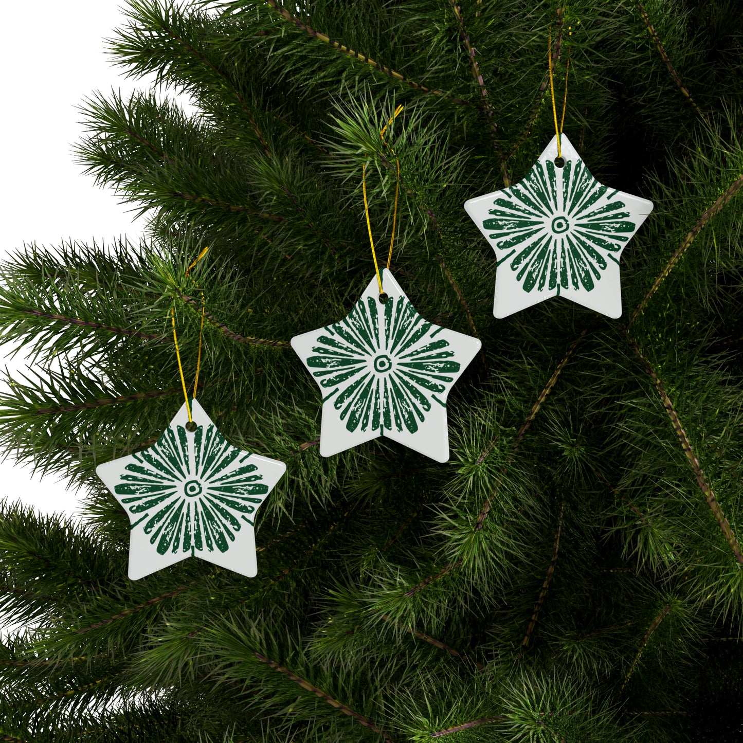 Daisy Scandinavian Christmas Ceramic Ornaments (1pc, 3pcs, 5pcs, 10pcs)