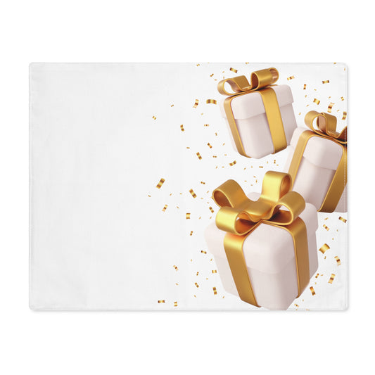 Gold and White Presents Minimalist Christmas Placemat, 1pc