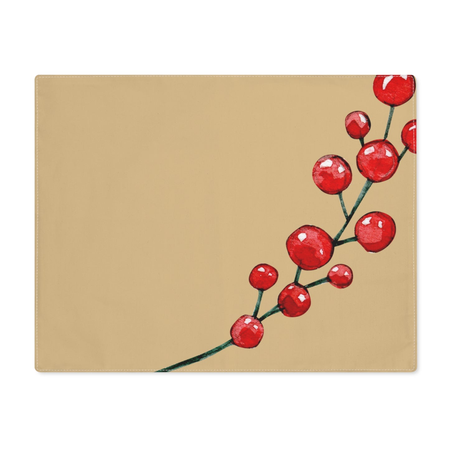 Red Berries on Gold Christmas Placemat, 1pc