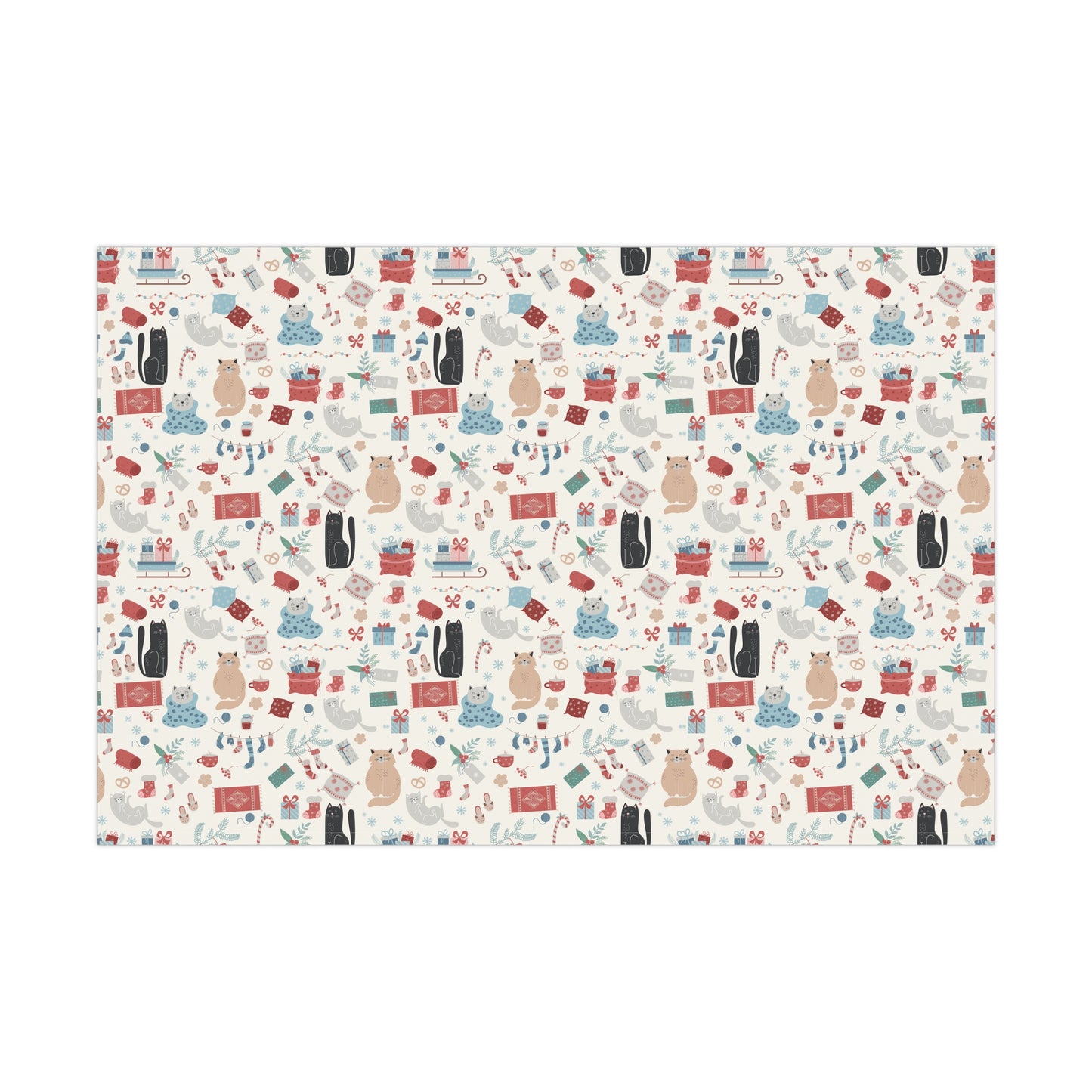 Cats and Stockings Christmas Gift Wrap Papers