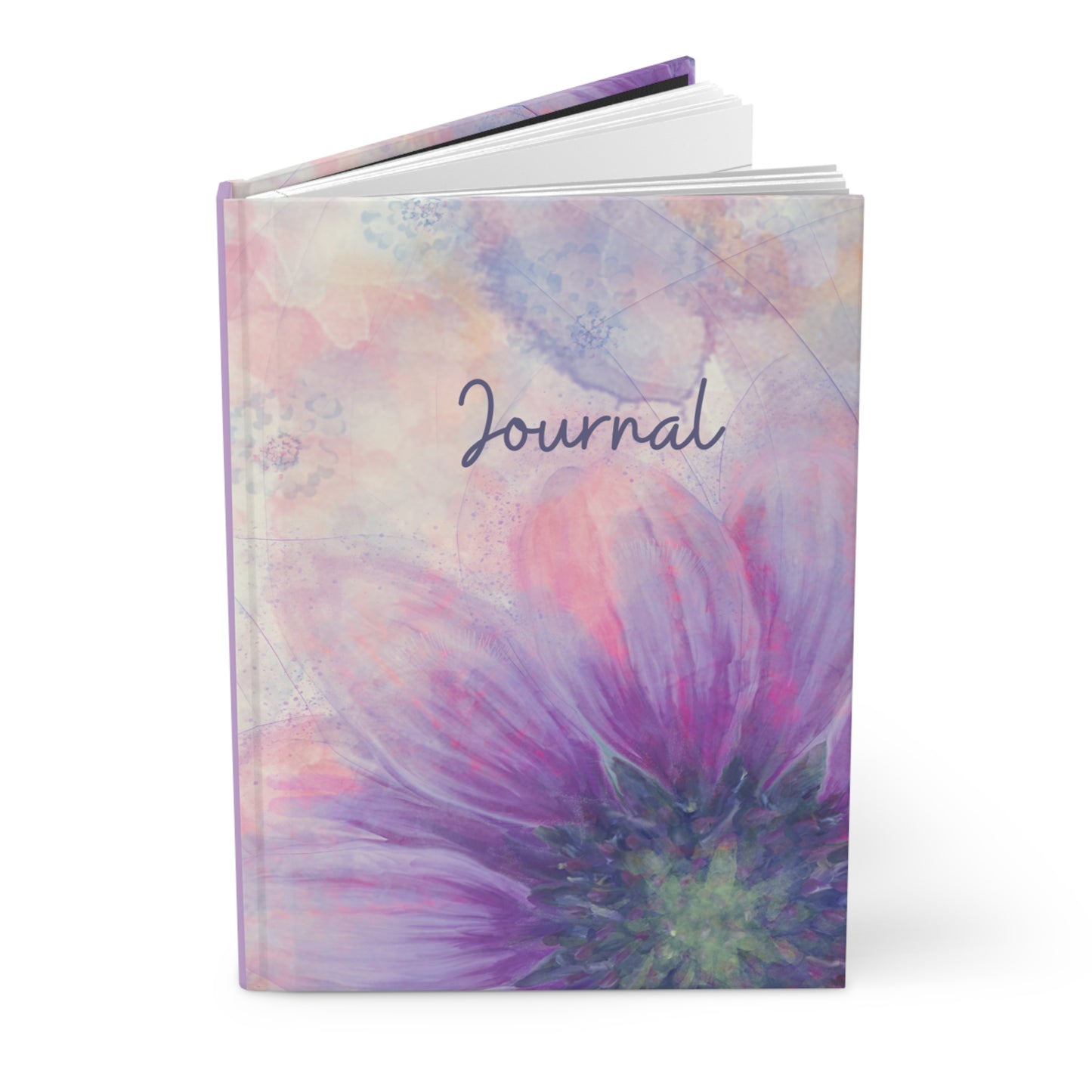 Peach and Purple Daisies Floral Hardcover Journal Matte