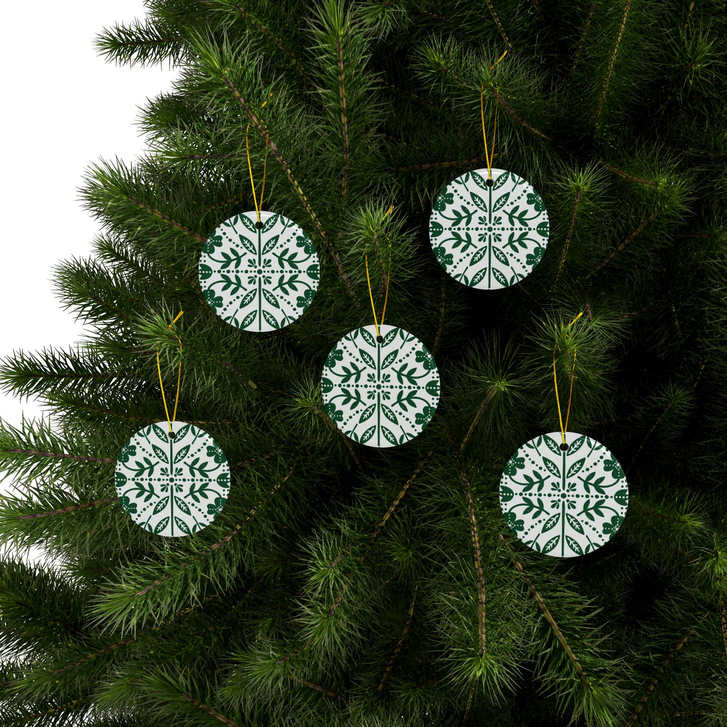 Vines Scandinavian Christmas Ceramic Ornaments (1pc, 3pcs, 5pcs, 10pcs)