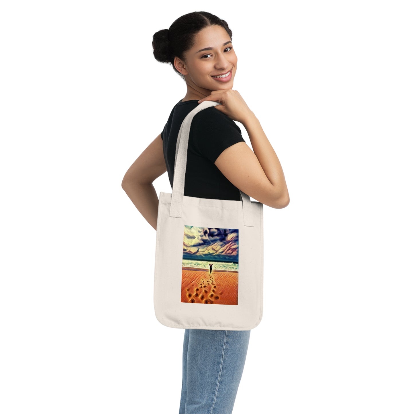 Beachy Stroll Organic Canvas Tote Bag