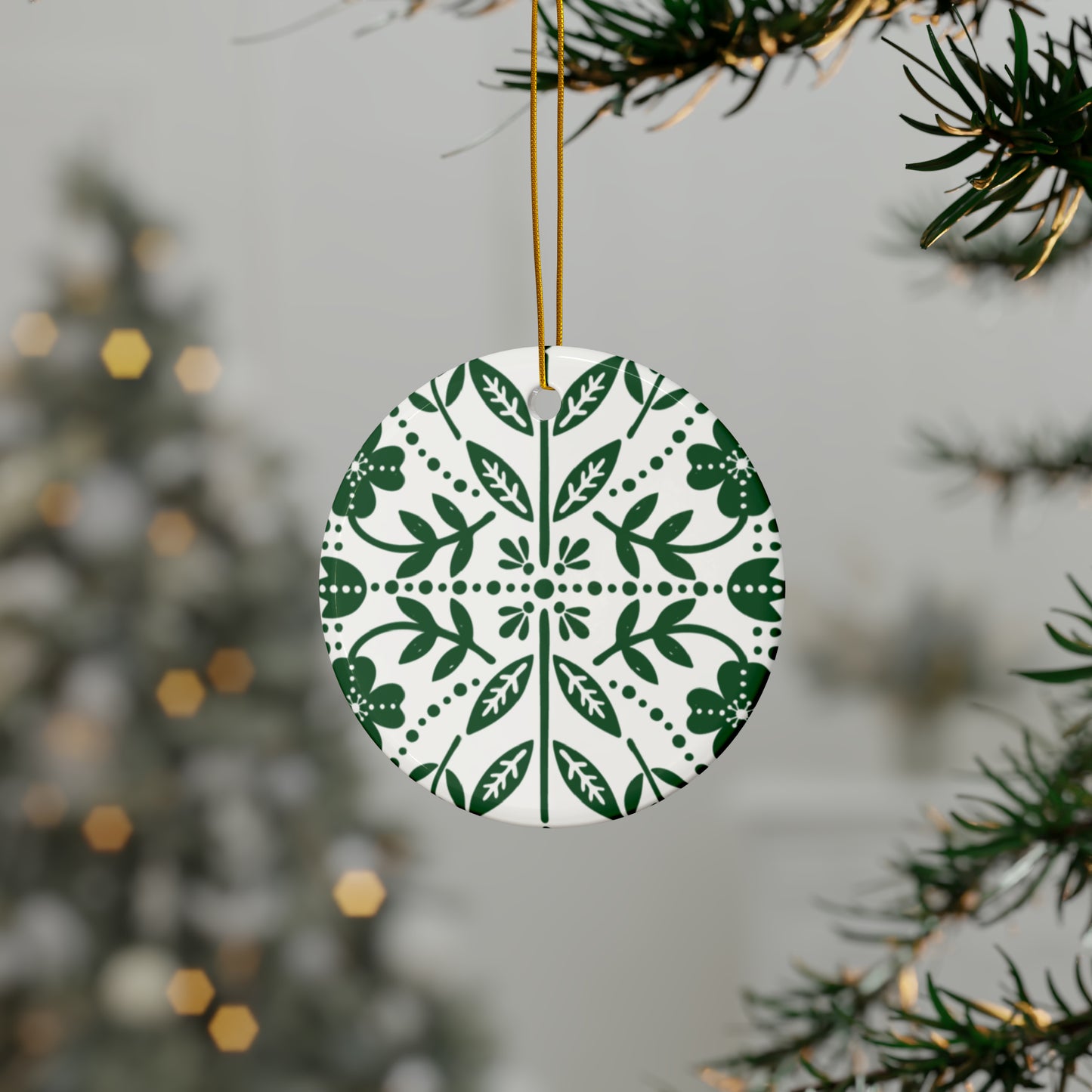 Vines Scandinavian Christmas Ceramic Ornaments (1pc, 3pcs, 5pcs, 10pcs)