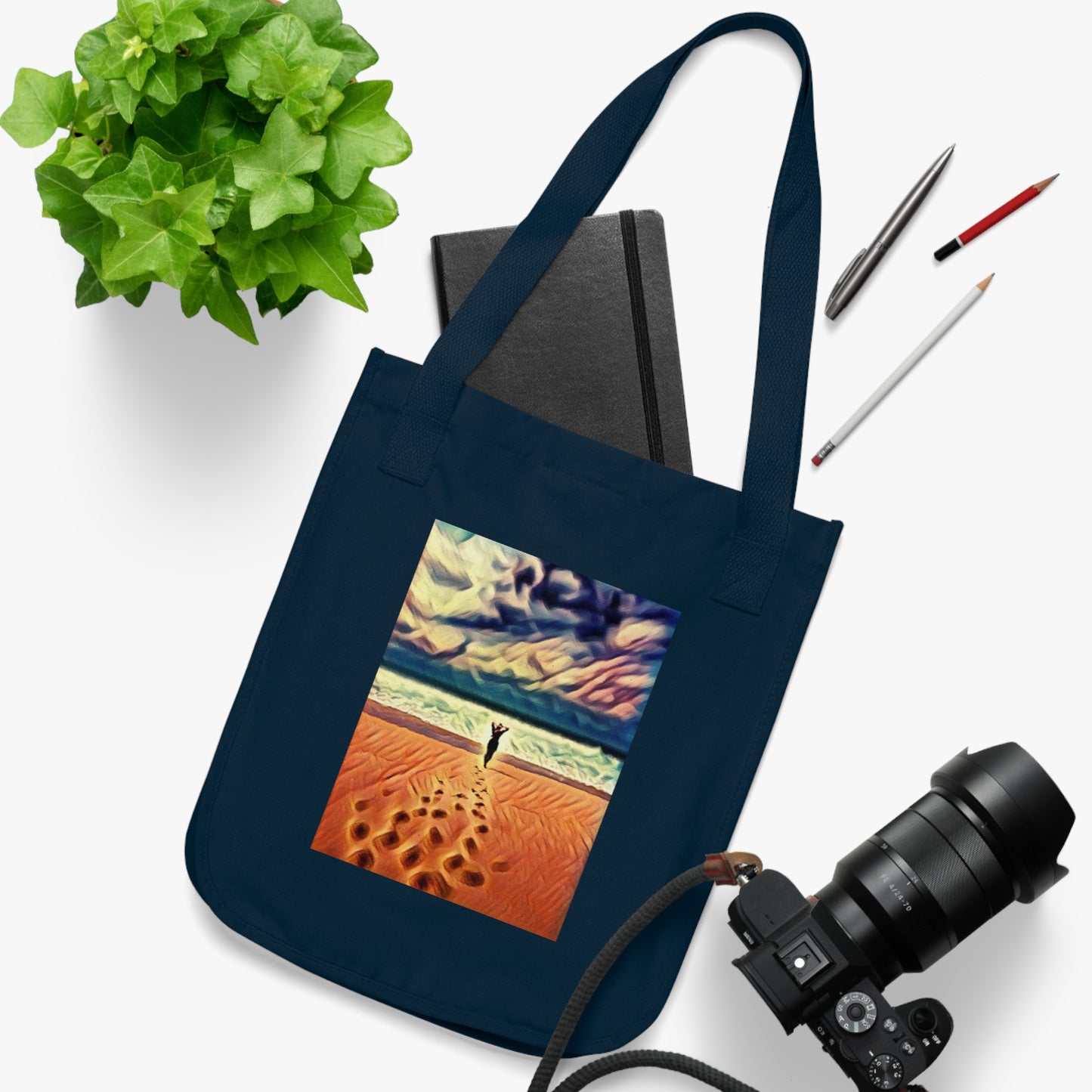 Beachy Stroll Organic Canvas Tote Bag