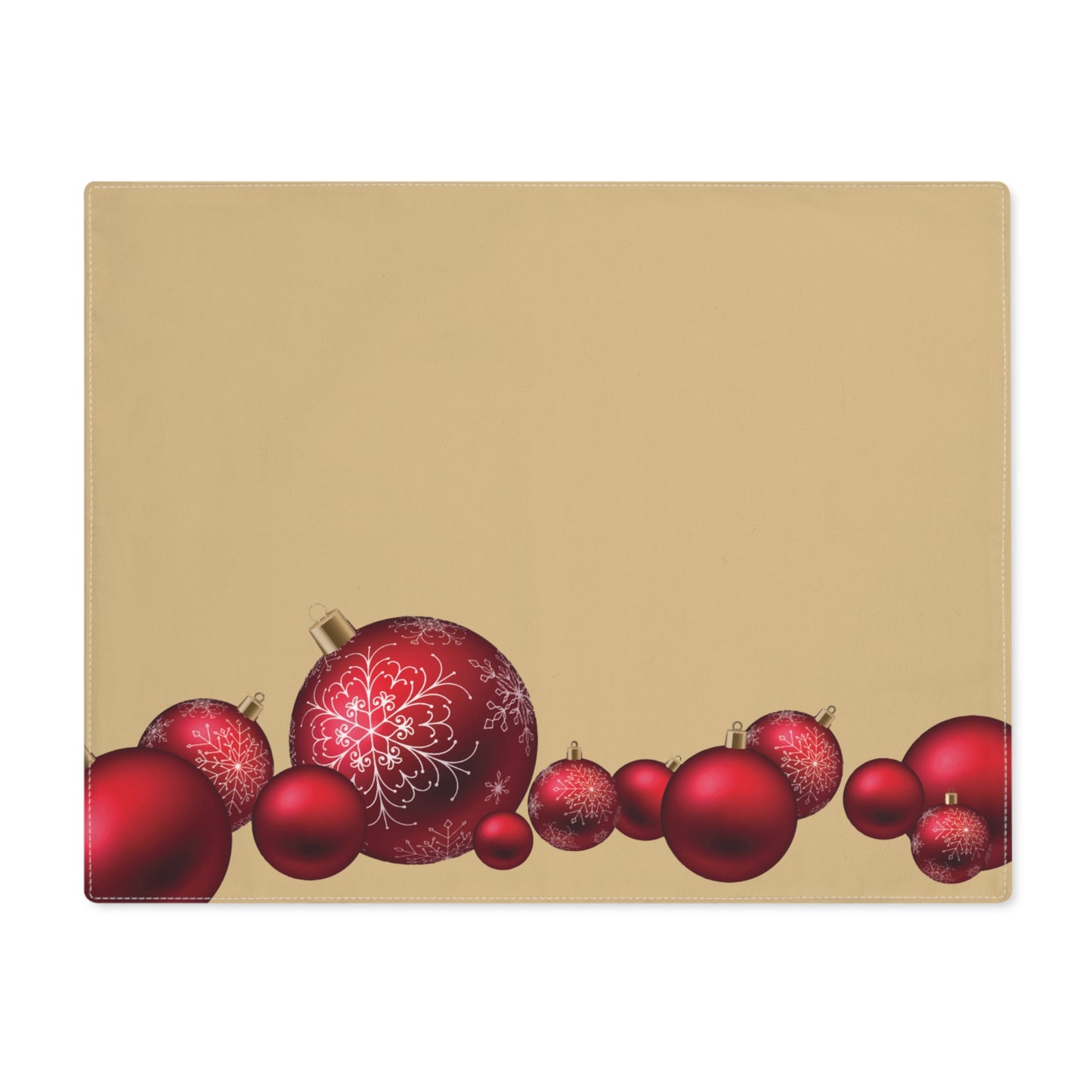 Red Christmas Balls on Gold Christmas Placemat, 1pc