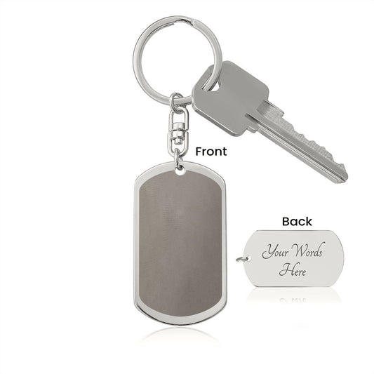 Engraved Stainless Steel Dog Tag Keychain