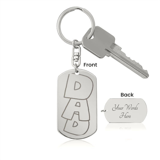 Dad Engraved Stainless Steel Dog Tag Keychain