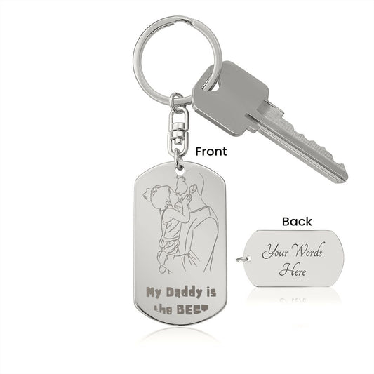 Best Daddy Engraved Stainless Steel Dog Tag Keychain